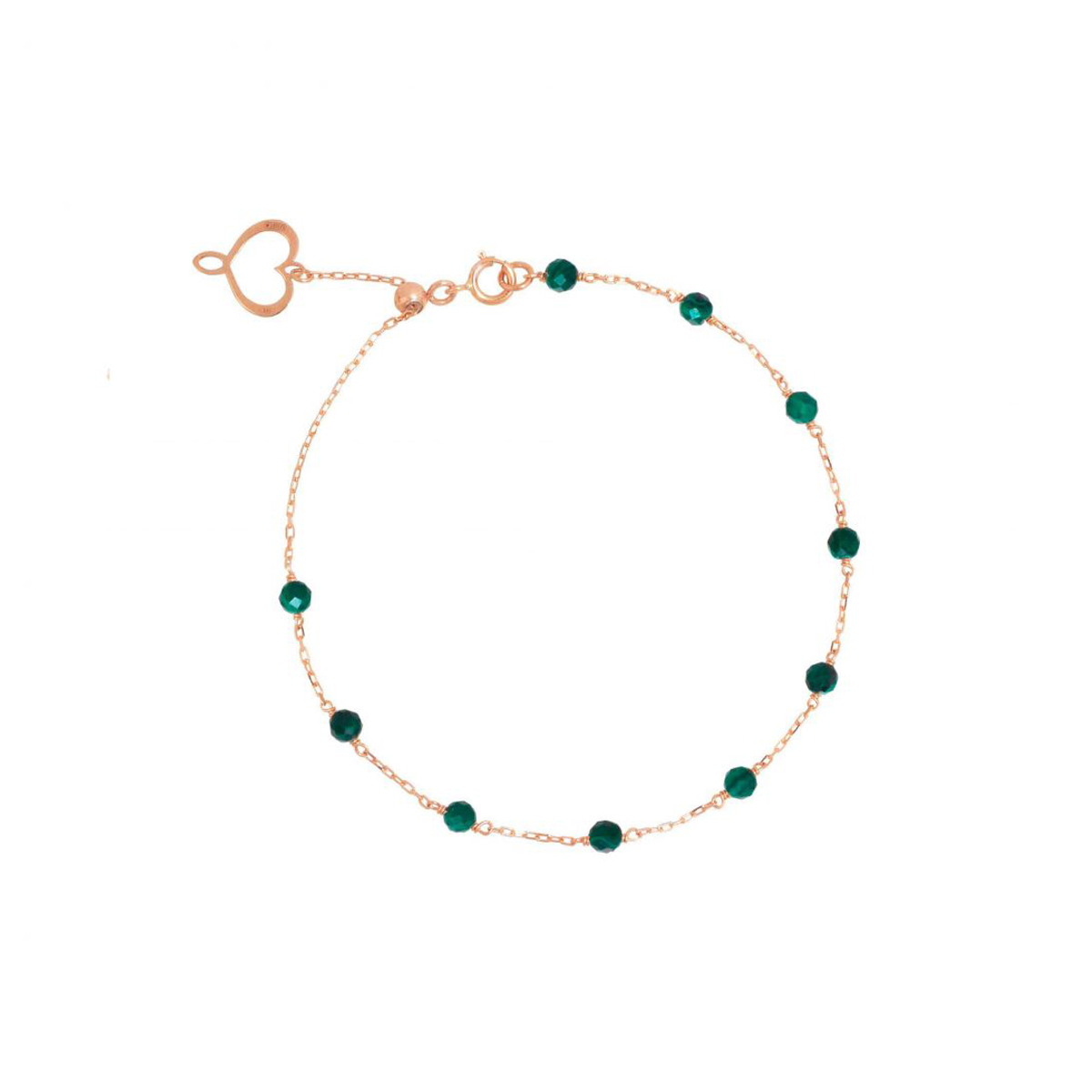 Bracciale con pietre di Malachite in oro rosa - immagine 1