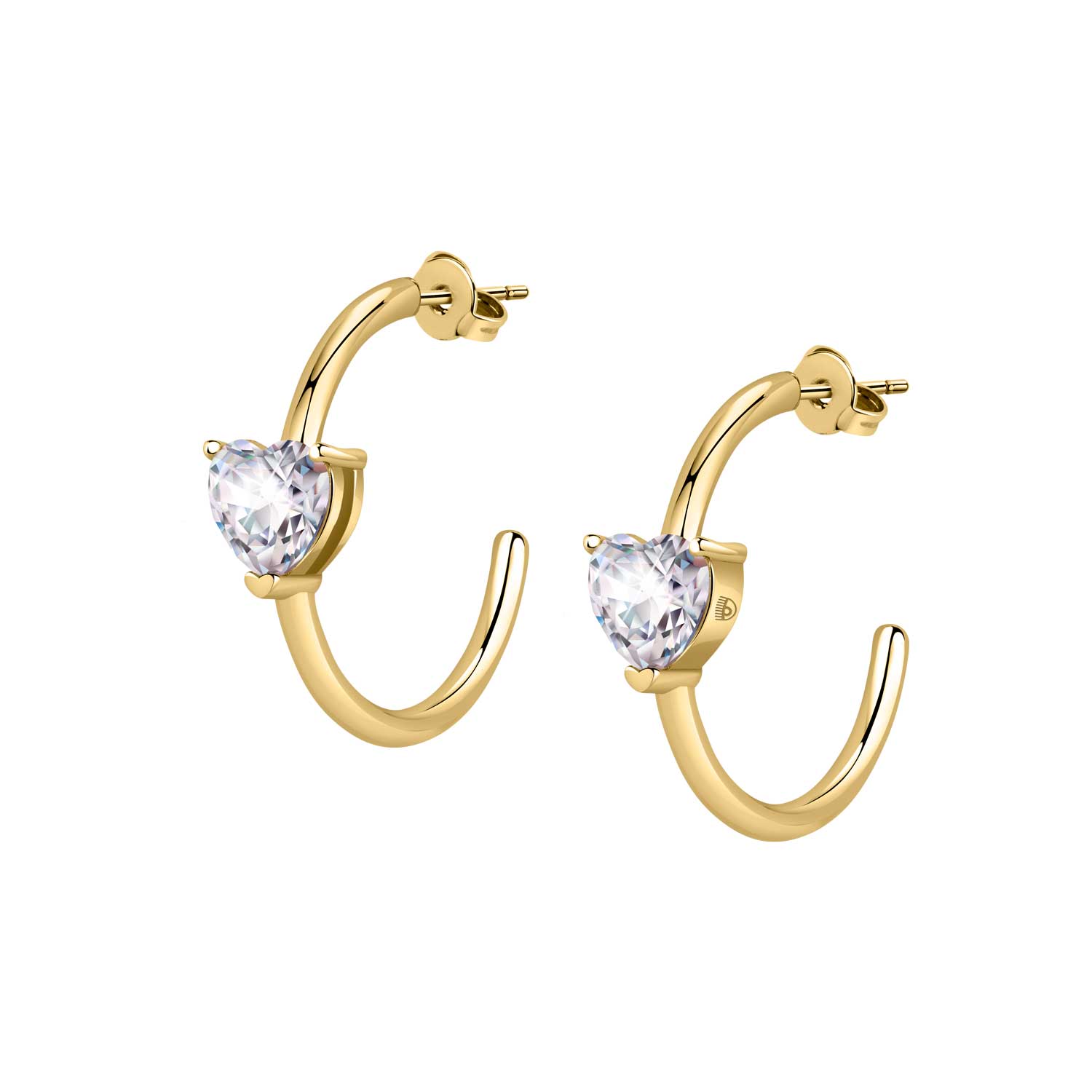 Orecchini diamond heart gold with white heart stone - immagine 1