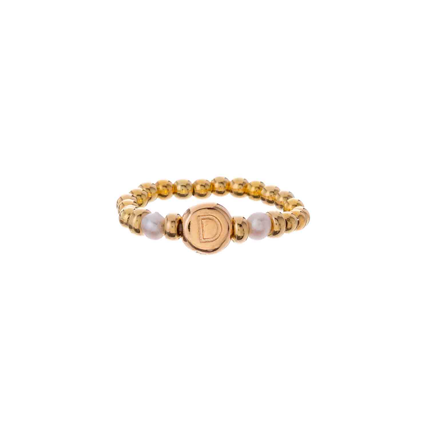 Anello con perle e lettera - immagine 1