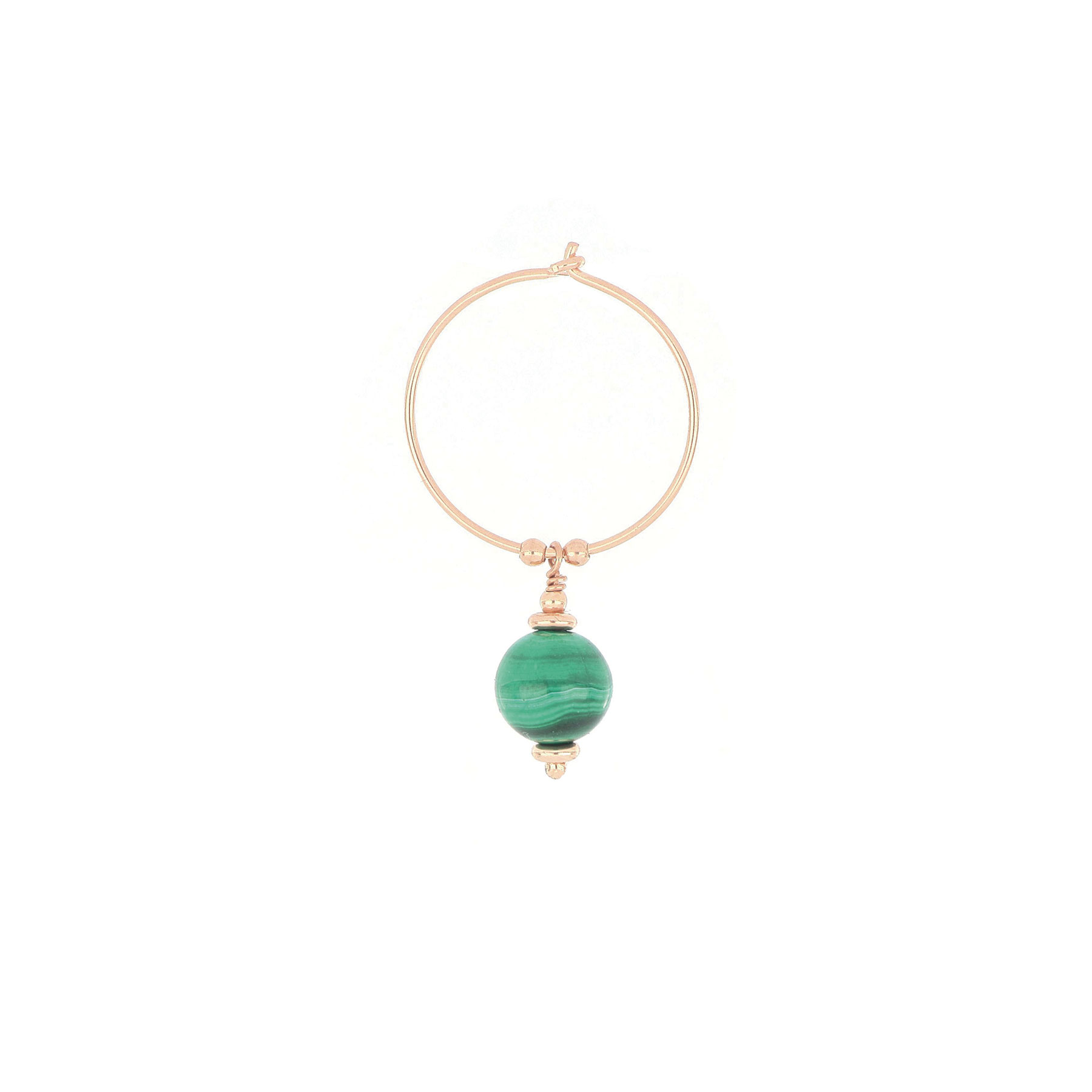 ORECCHINO CERCHIO PIANETI CON MALACHITE - immagine 1