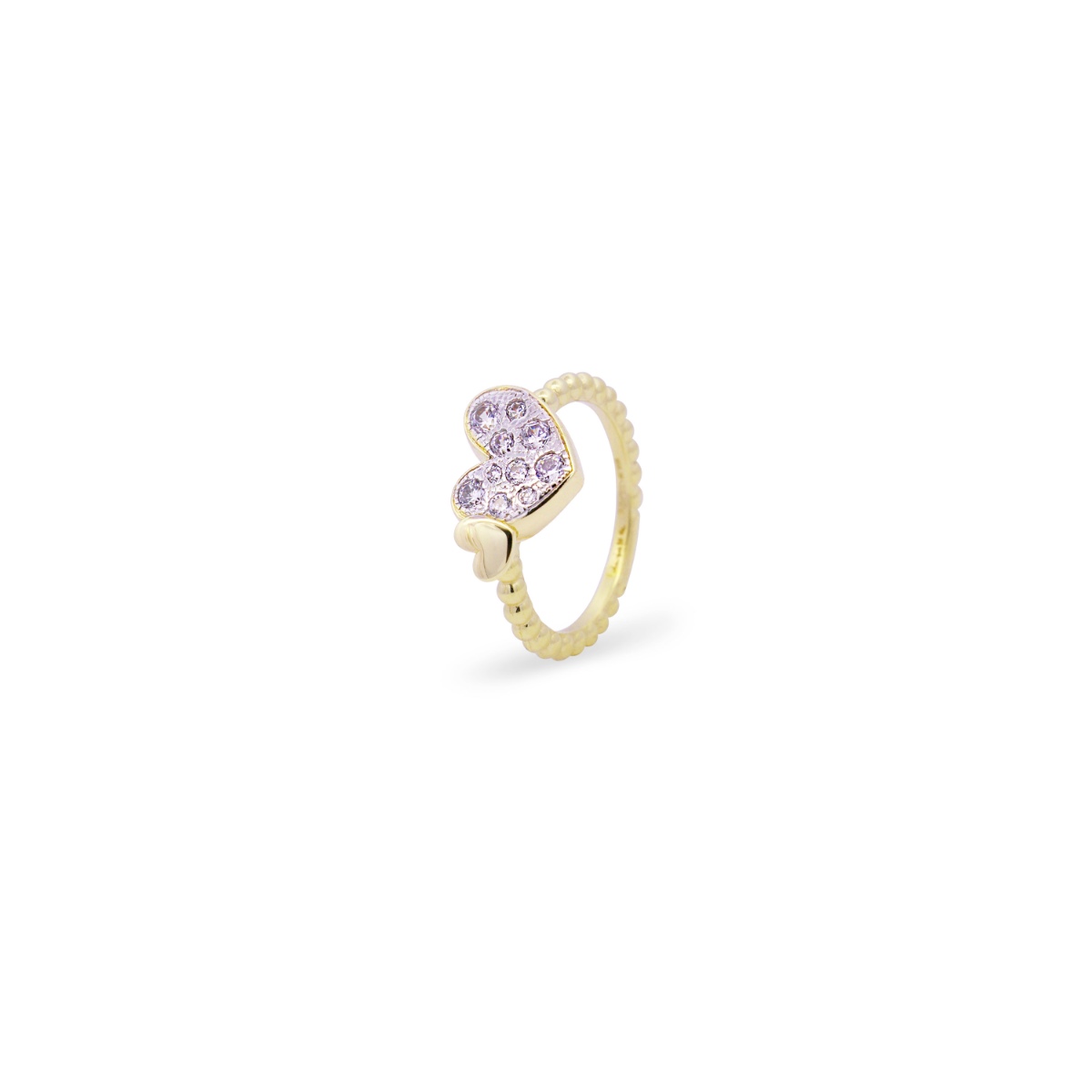 Rue des Mille - Anello cuore pavè oversized e cuoricino - immagine 1